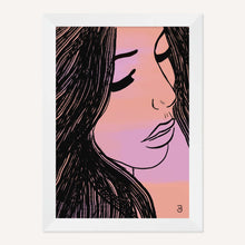 Load image into Gallery viewer, Matte White Picture Frame Picture of Woman with closed eyes